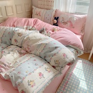 Secret Garden Rabbit 100%cotton Cadar Flat and Fitted Sheet Bed Set 3 in 1 41in 1bedsheet Set Pillowcase Single/Queen/King Bedsheet Set