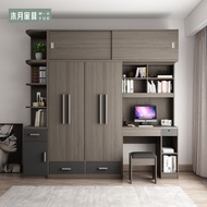 Solid wood wardrobe, dressing table combination, minimalist, modern and economical household open door coat cabinet, Nordic bedroom