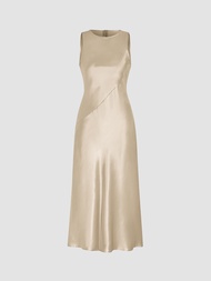 Cider Satin Solid Maxi Dress