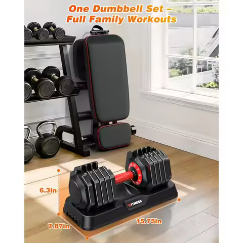 XDDIAS Adjustable Dumbbell Set of 2, 25/55/80LB Dumbbell Set-Fast Adjust Weights Set, 5/10/16 in 1 F