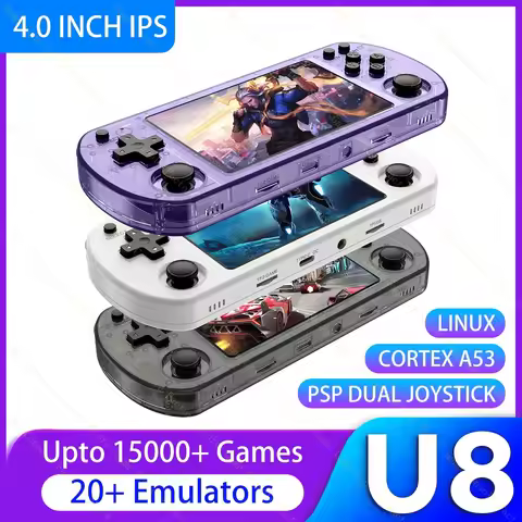 U8 Retro Handheld Video Game Consol 64GB Linux System 4.0 IPS Screen 15000 Game Portable Pocket Vide