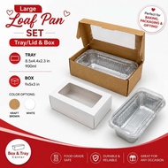 Set (10pcs) Loaf Pan L Aluminum Tray w/ Lid & Box 9x5x3 RE216 8.5x4.5x2.28 900ml
