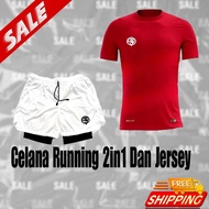 2-in-1 running fitness and jersey pocket shorts package 2-in-1 gym fitness shorts/
