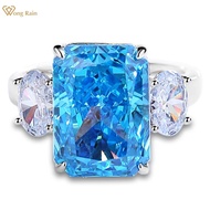 High sale Wong Rain 925 Sterling Silver 6CT Crushed Ice Cut Aquamarine Citrine High Carbon Diamond G