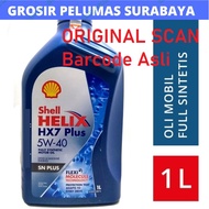 Oli Mesin bensin Diesel Original Barcode scan Shell Helix HX7 Plus 5W/40 5W-40 SN Plus botol 1 ltr
