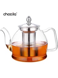 1入組玻璃爐頭茶壺,采用硼硅玻璃制成,帶可拆卸過濾器的茶壺,帶不鏽鋼過濾器的茶壺,適用於家庭、露營和旅行的茶壺禮品
