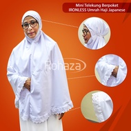 Mini Telekung Berpoket IRONLESS Umrah Haji Japanese Cotton