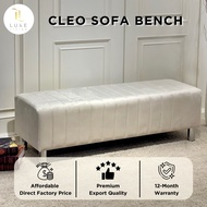 LUXE: Cleo 4ft Minimalist Sofa Bench Velvet/PU Sofa Bench /Bench Chair/Bangku Panjang/ Solid Chrome 