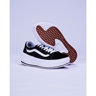 Ready Stock Van-s Old Skool Overt CC  Ultra-lightweight black and white thick-soled height-enhancing