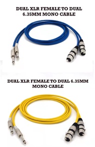 HIGH QUALITY DUAL XLR FEMALE TO DUAL 6.35MM MONO CABLE ( 1.5 METER / 3 METER / 5 METER )