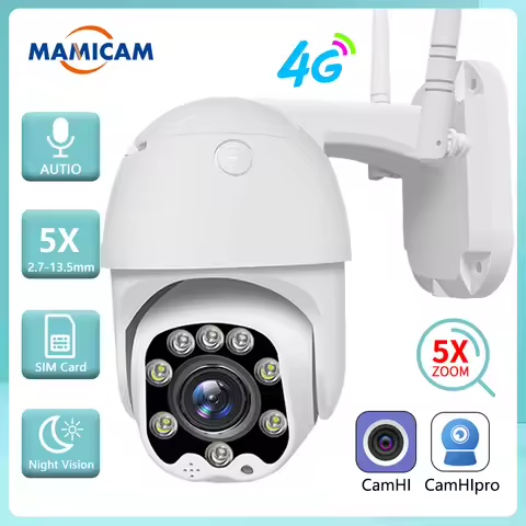5MP 4G SIM Card Security Camera Outdoor PTZ 1080P HD WIFI Video Surveillance Cameras CCTV P2P Night 