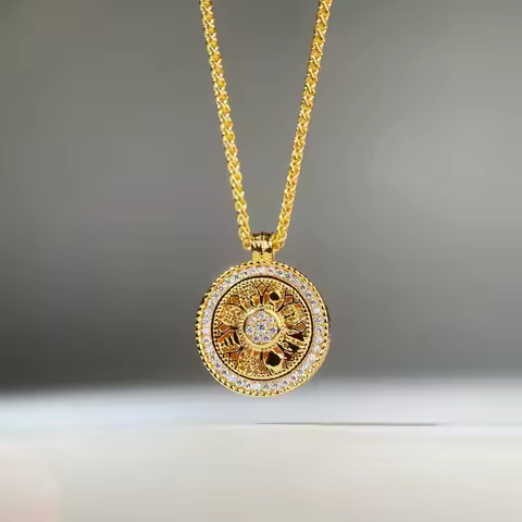 rotating compass necklace Luxurious 9999 24K real gold ancient gold rotating compass pendant necklac