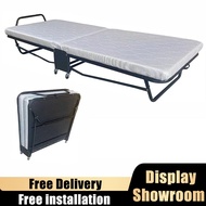 Foldable Bedframe(Free Delivery&Install)Type JH003 Foldable Bed Single Metal Bed Frame Mattress Base
