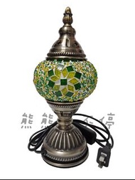 [在台現貨-10*24公分] 土耳其燈 馬賽克 彩色玻璃 燈 110V 台灣用插頭 不用變壓器 送LED燈泡 -翠綠色