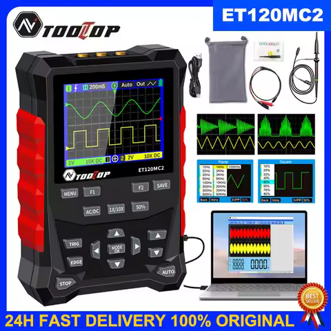 TOOLTOP ET120MC2 Dual Channel Digital Oscilloscope Signal Generator 120MHz 500MSa/S Mini AUTO Handhe