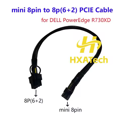 mini 8pin to CPU 8pin male Video Card Power Sleeve Cable Cord for DELL PowerEdge R730XD and GPU A100