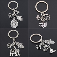 1pc I Love Yoga Namaste Charms Lotus Pendant Keychain Keyring Om Ohm Aum Jewelry Gift For Women