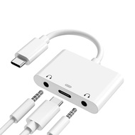 USB C to 3.5mm Audio Adapter, Aux Headphone Jack Splitter with Fast Charging Port, Type-C to Dual Ea