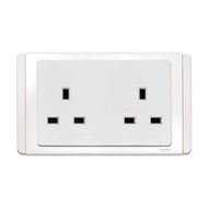 施耐德電氣 - NEO 13A 兩位連保護門插座 (凝白)