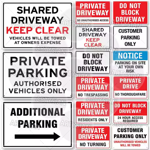 Restricted Parking Warning Metal Sign No Idling Turn Engine Off Private Driveway Guest Parking Parki