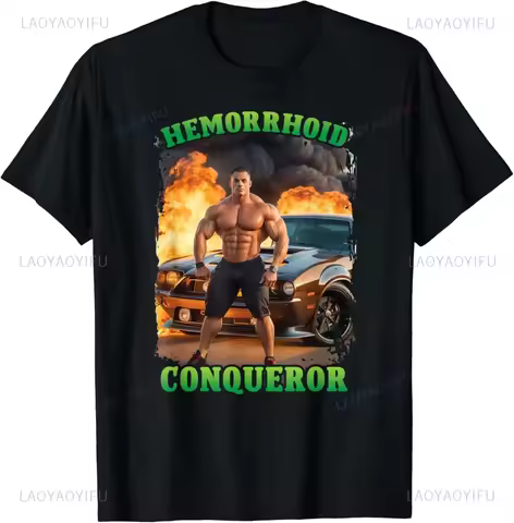 Hemorrhoid Conqueror Funny Meme Weird Offensive Cringe Joke T-Shirt Casual Fashion Streetwear GYM Ts