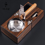 We Puff Cuban Cigar Ashtray Kit Portable Foldable Solid Wood Stainless Steel Cigar Knife Cigarette Holder For Travel Cenicero