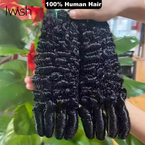 Iwish 15A Burmese Curly Bundles Human Hair Extensions Burmese Pixie Curls Raw Hair 100% Human Hair B