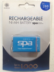 ถ่านชาร์จ 9V แบตเตอรี่ 9V ถ่านก้อนกลม SPA 280 mAh Battery ready to use PLUZ Extreme 85% Ultra low Se