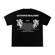 เสื้อยืดแขนสั้นหลวมๆ สำหรับผู้ชาย BANG Angel Utopia Print เสื้อเชิ้ตคอตตอนสไตล์สตรีทสำหรับฤดูร้อนปี