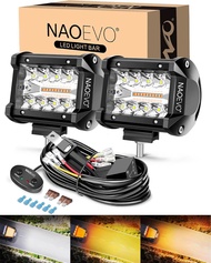 NAOEVO 4 นิ้ว 2 ชิ้น LED Pod ไฟจุดน้ําท่วม Combo LED หมอกขับรถ 4x4 Off Road ไฟทํางานไฟสําหรับรถบรรทุ