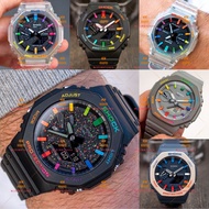 Hot🔥GA-2100 TMJ Skeleton Rainbow Black JAM TANGAN LELAKI Wanita Unisex Digital Watches Men's Watch G Viral Shock Resist