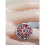 #R66 100% Natural Gemstone Ruby Ring 14K White Gold Plated 925 Sterling Silver US6.5 (Diameter ring 