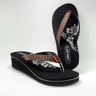 Sandal Wanita Loxley FLORETTA hitam - coklat