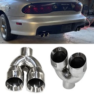 1 PCS Dual Exhaust Tip 3 Inch Inlet 3.9" Outlet 8.46" Long Tail Pipe Double Wall Polished Stainless 
