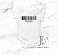 Jumper Bayi Custom Nama Barcode Lucu Kaos Baby Romper - Little Josie
