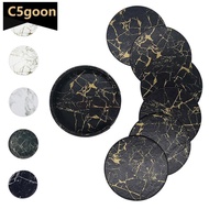 C5GOON 1Pc/7Pcs Artificial Leather Marble Coaster Drink Coffee Cup Mat Table Placemats Round Heat-re