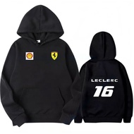 F1 CHARLES ELECERC Ferrari Racer Hoodie Jacket-Cotton Fabric