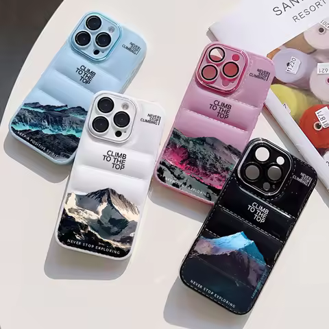 Snow Mountain Landscape Sunset Phone Case For iPhone 16 15 14 13 12 11 Pro Max X XR XSMAX 8 7 Plus D