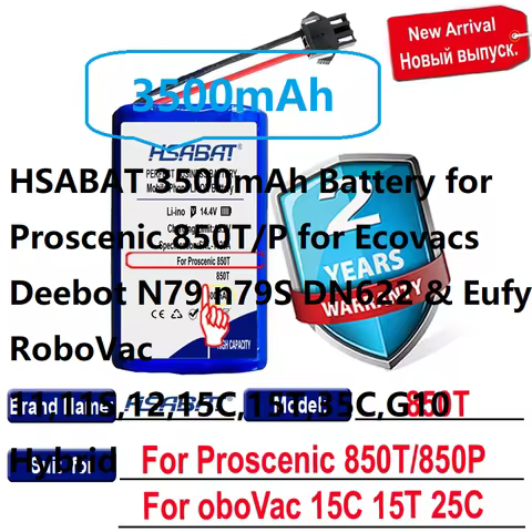 HSABAT 3500mAh Battery for Proscenic 850T/P for Ecovacs Deebot N79 n79S DN622 & Eufy RoboVac 11,11S,