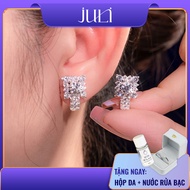 Square Earrings with 1 4LI Diamond and 12 Moissanite | Bring to Brighten Skin | Forever | KT1599 JUL