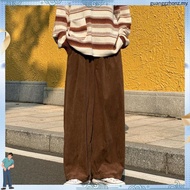 Japanese Retro Drawstring Casual Trousers Loose Corduroy Str aight Wide Pants Leg Men's Long Floor S