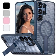 Metal Stand,Honeycomb Breathable Cooling Hard Shockproof Phone Case for Samsung S26 Ultra,S26+,S25 U