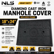 18" x 24" Diamond Cast Iron Manhole Cover-includ frame /PVC Manhole