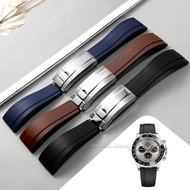 Tali Jam Tangan Karet 20มม. สำหรับสายรัดข้อมือนักธุรกิจผู้ชายสายนาฬิกาข้อมือ Rolex สำหรับนาฬิกา Samsung 6 5 4สแตนเลสอุปกรณ์หัวเข็มขัด