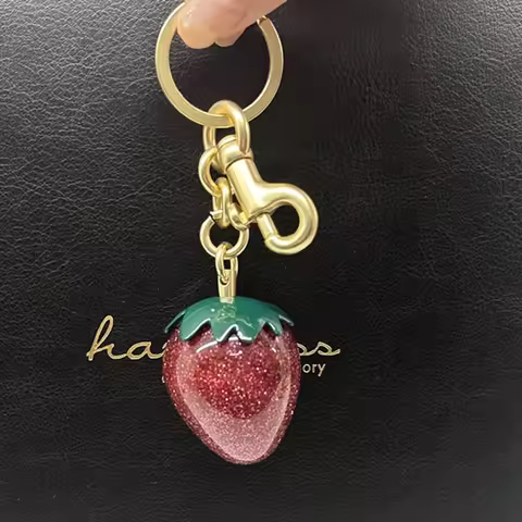 Red Crystal strawberry Pendant Decoration For Coach Handbag Shoulder Bag Exquisite Keychain Attachme