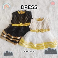 Baju Dress Gaun Pesta Kondangan Anak Bayi Perempuan Brokat Emas