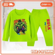 Baju Piyama Setelan Panjang Anak Perempuan Dan Laki Laki Motif Hulk Ukuran S-XXL KS-1652