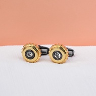 Cufflink Pria Mewah Gold Black | Stainless Steel Thobe Kabak | Orient Cufflink