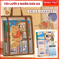 Convenient A4 Size Mesh File Bag for Students and Offices / A4 Size Mesh Bag Hottrend Cartoon Patter