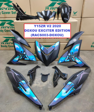 COVERSET Y15ZR V2 2020 - DOXOU EXCITER EDITION RAPIDO BODY COVER SET YAMAHA YSUKU Y15 MOTOR ACCESSORIES WARNA HITAM BLACK BIRU BLUE MATTE (RACS003-DOXOU)